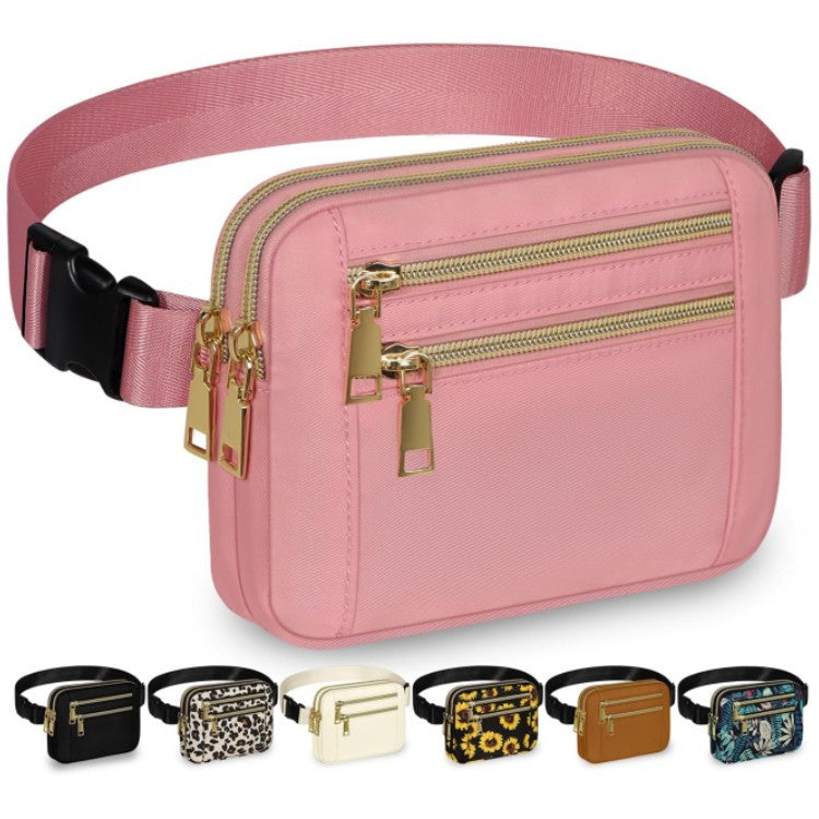 pink polyester crossbody chest bag,custom,front
