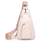 beige fanlosn pu leather retro crossbody chest bag,custom,front