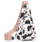 cow print beige fanlosn pu leather retro crossbody chest bag,custom,front