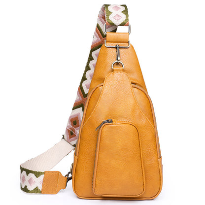 yellow fanlosn pu leather retro crossbody chest bag,custom,front