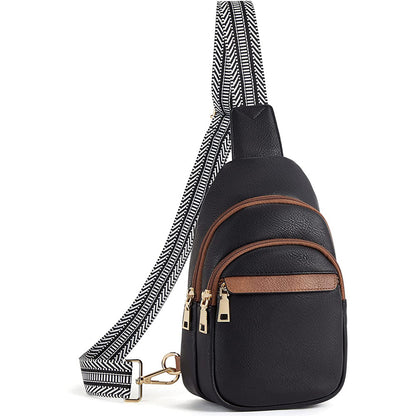 black pu leather crossbody sling bag,women,front