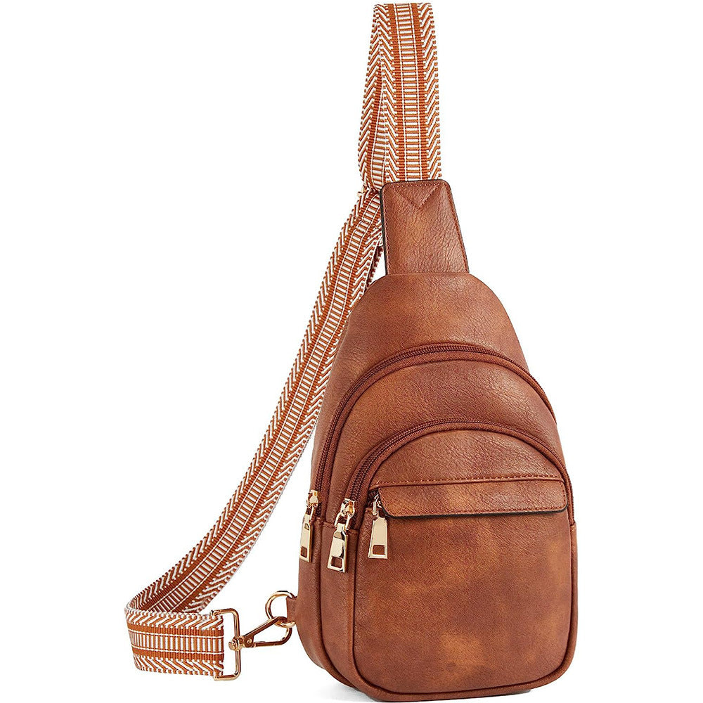 light brown pu leather crossbody sling bag,women,front