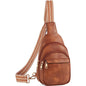 light brown pu leather crossbody sling bag,women,front