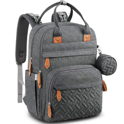gray custom backpack diaper bag with baby organizer and pacifier holder