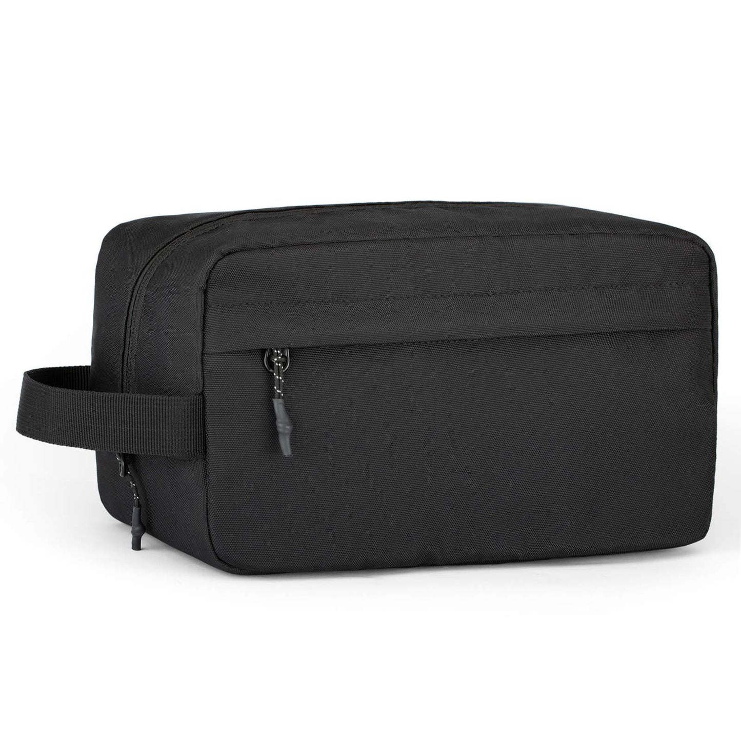 custom black polyester toiletry bag available for logo printing