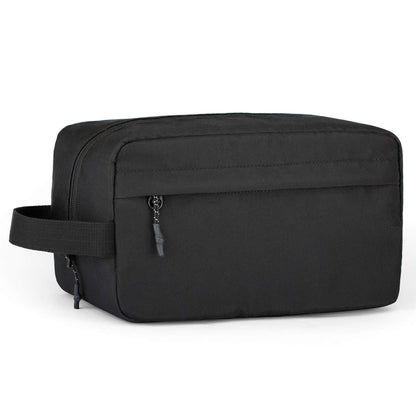 custom black polyester toiletry bag available for logo printing