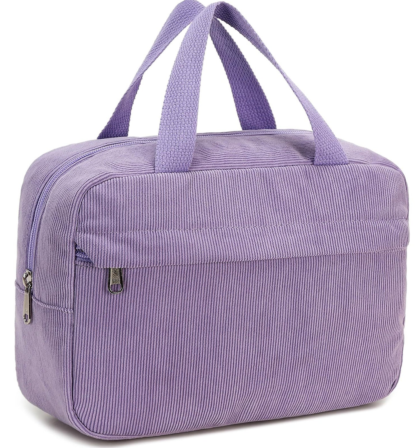 custom corduroy makeup bag with handle for cosmetic organization