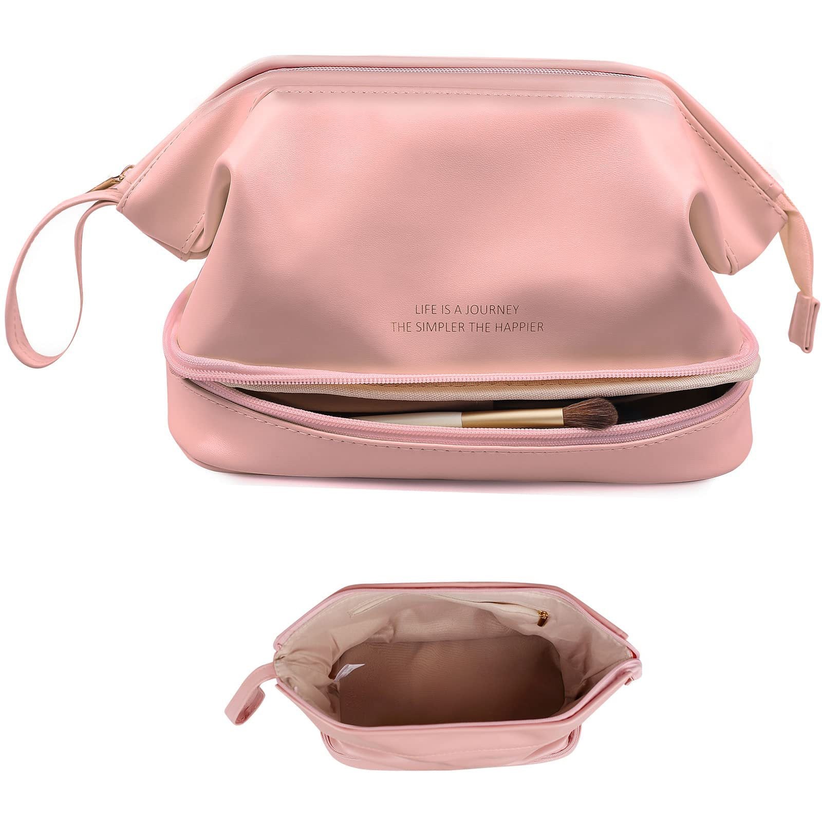custom double layer waterproof makeup bag with brush holder