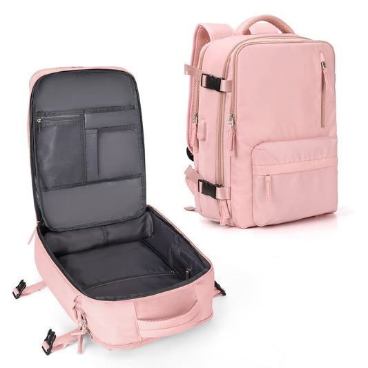 custom expandable travel backpack with wide opening and organized packing compartments
