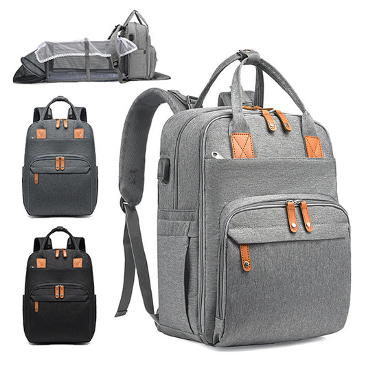 custom foldable baby bed diaper backpack with usb charging port