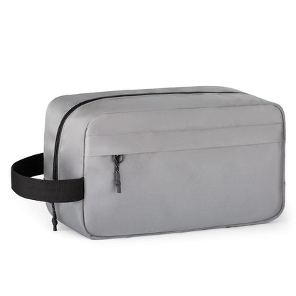 custom gray polyester toiletry bag available for logo printing