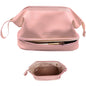 custom pink double layer waterproof makeup bag with brush holder