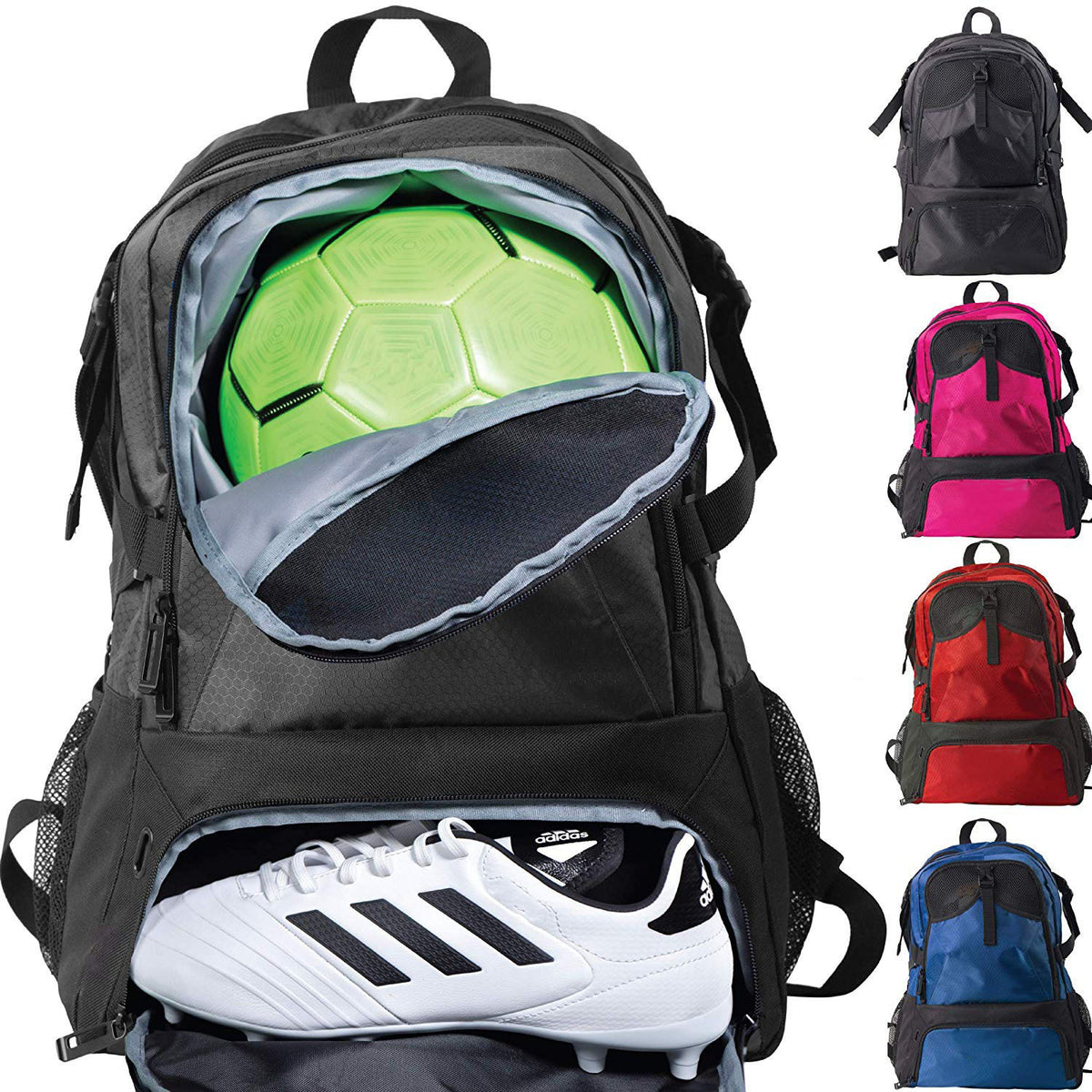 custom soccer backpack with ball holder for school sports