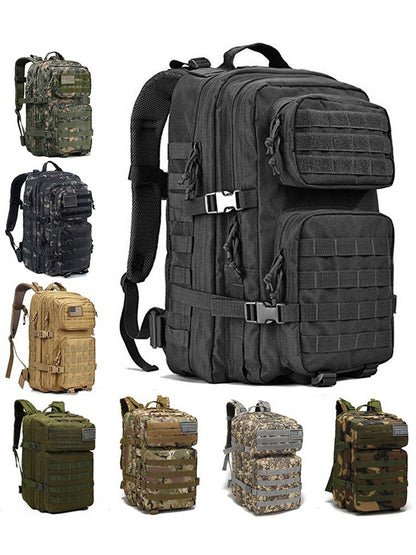 custom tactical backpack with molle webbing in multiple solid and camouflage colors