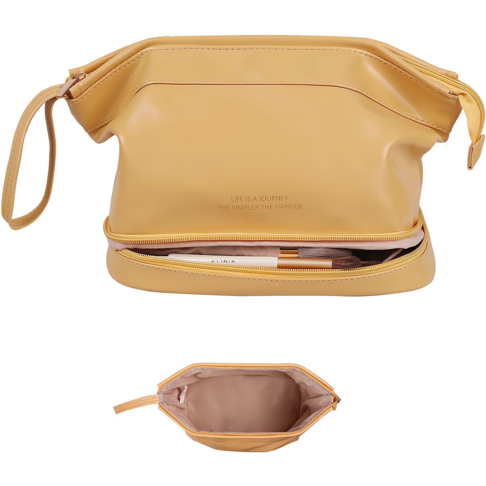 custom double layer waterproof makeup bag with brush holder