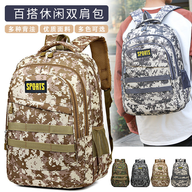 Customized New Product Outdoor Backpack Casual Fashion Men's Backpack Large Capacity Middle School Student Schoolbag Camouflage Travel Bag