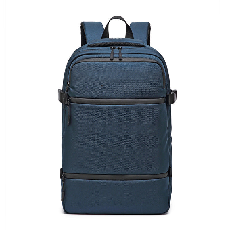 dark blue work laptop backpack with multiple compartments for office and daily use