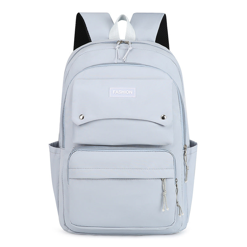 Customized High School Student Backpack Women's Fresh Student Schoolbag Solid Color Large Capacity Campus Sports Backpack for Boys and Girls