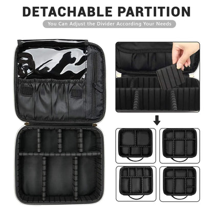 detachable compartment makeup bag with adjustable dividers