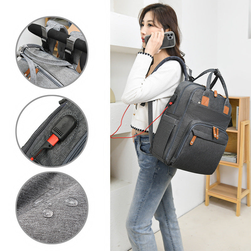 diaper backpack with external usb charging port