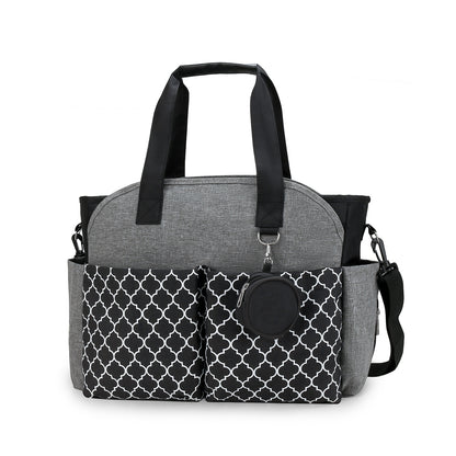black + gray fanlosn matte fabric diaper bag,women,front