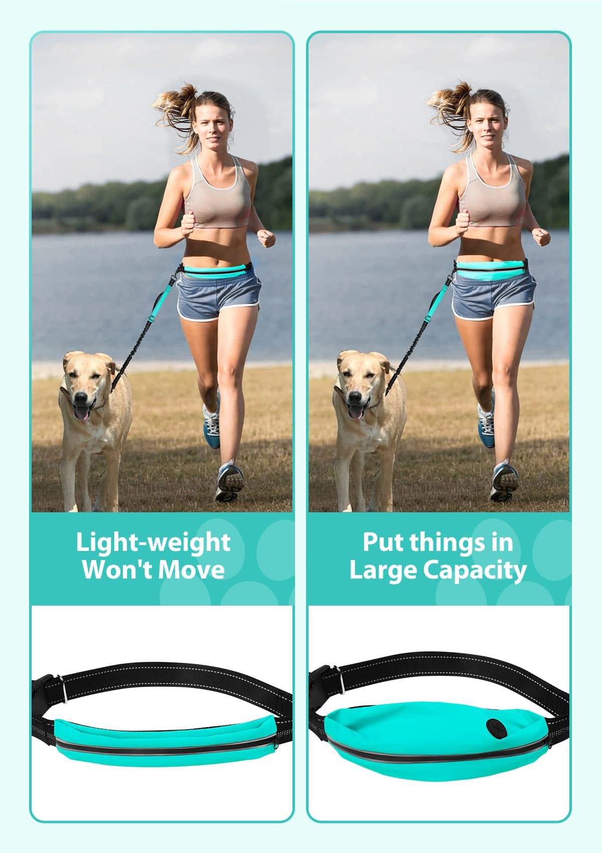 green fanlosn reflective dog waist pack,custom,lifestyle