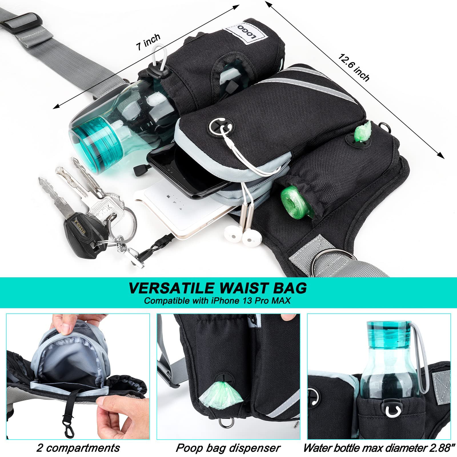 black fanlosn dog walking set,custom,dimensions