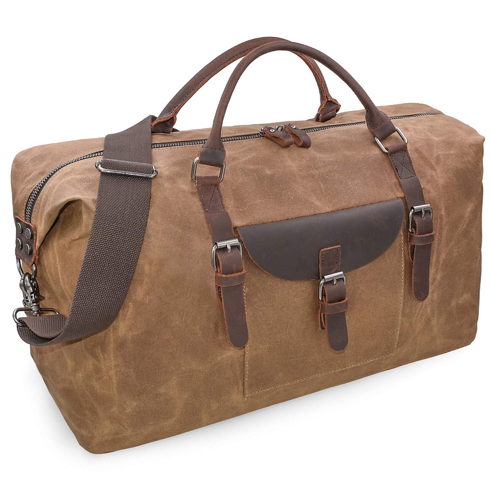 brown men canvas duffel bag,custom,front