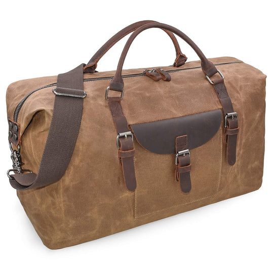 brown men canvas duffel bag,custom,front