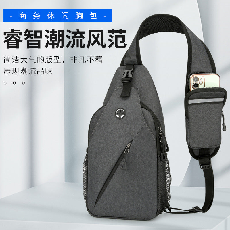 Customizable Solid Color Fashion Trendy Outdoor Travel Versatile Men's Messenger Bag New Large Capacity Multifunctional Men's Bag