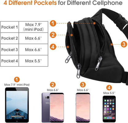 Custom Multi-Pocket Waist Bag - Personalized Logo & Colors - Water-Resistant Outdoor Belt Pouch
