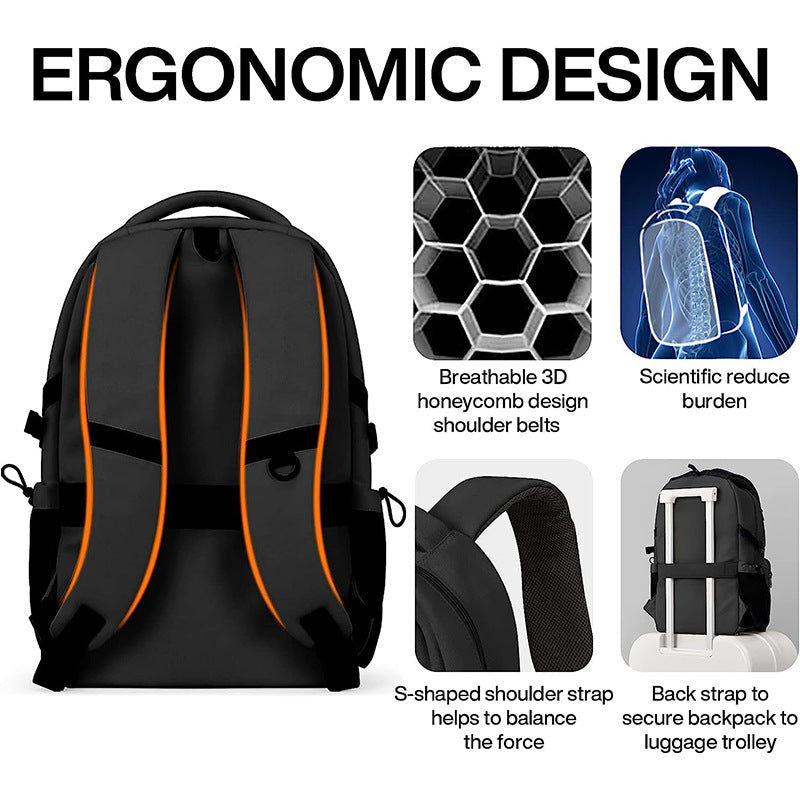 ergonomic laptop backpack with breathable 3d honeycomb shoulder straps