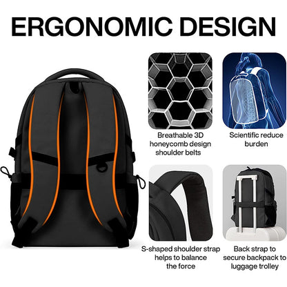 ergonomic laptop backpack with breathable 3d honeycomb shoulder straps