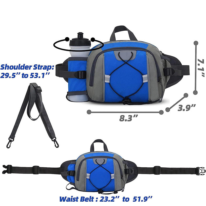 定制户外运动背包新款多层隔层腰包多功能胸包水杯包斜挎包
