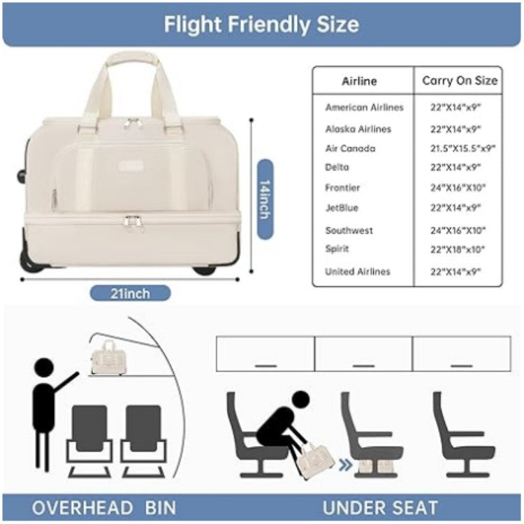 Customizable New Travel Clothing Carry-on Luggage Bag with Pulley Hanging Suitcase Suit Business Travel Bag