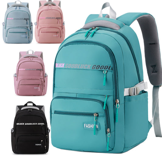 Customized Backpack Female Student Middle School Students Large Capacity Solid Cross-Border Adult Computer Bag Travel Bag Student Schoolbag