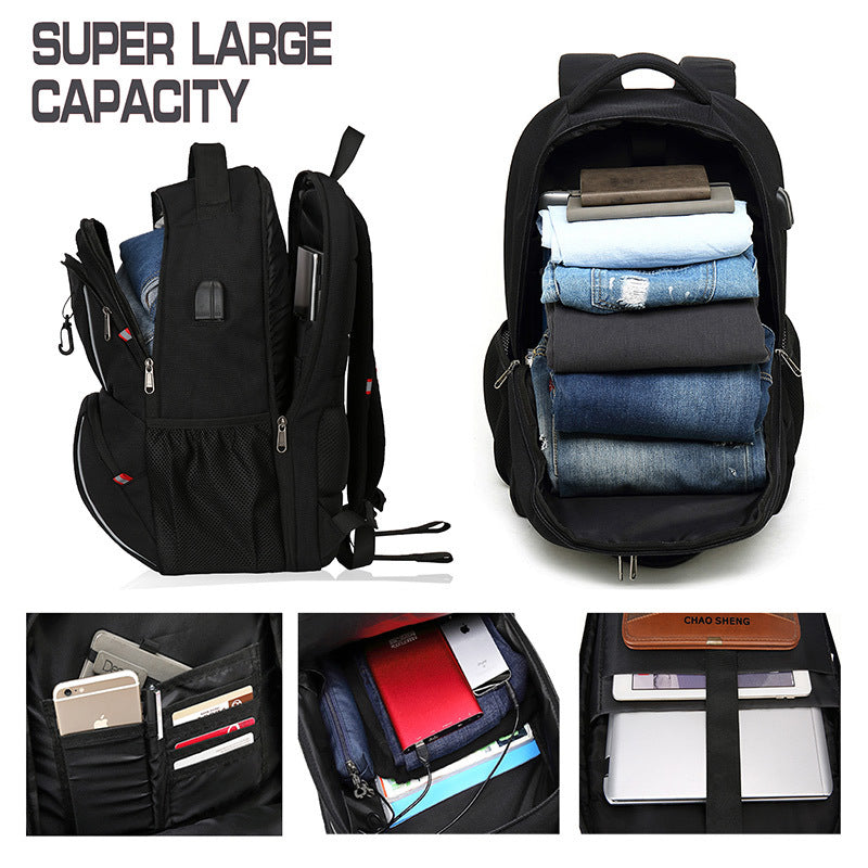 Factory Direct Supply Custom Men's USB Charging Backpack Multi-Functional Laptop Backpack 17.3-Inch Wholesale Customization