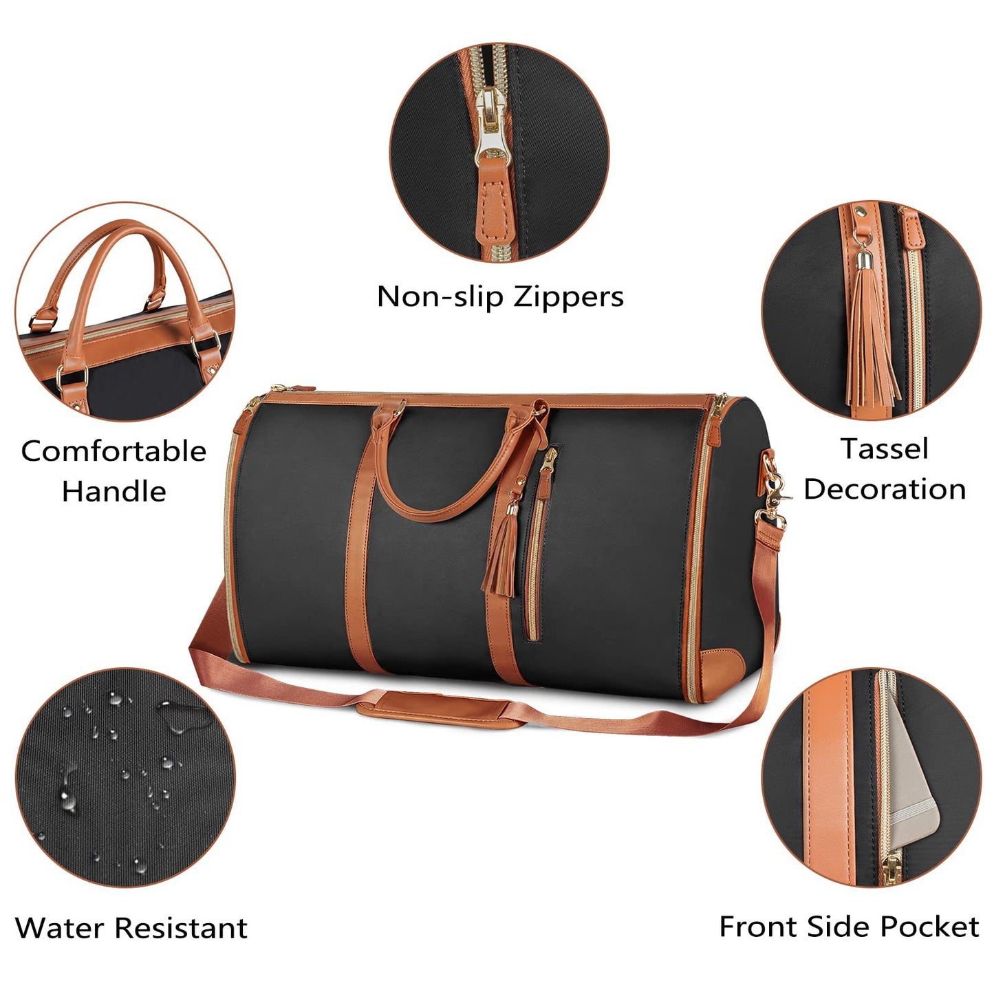 black pu leather large garment bag,custom,detail 02