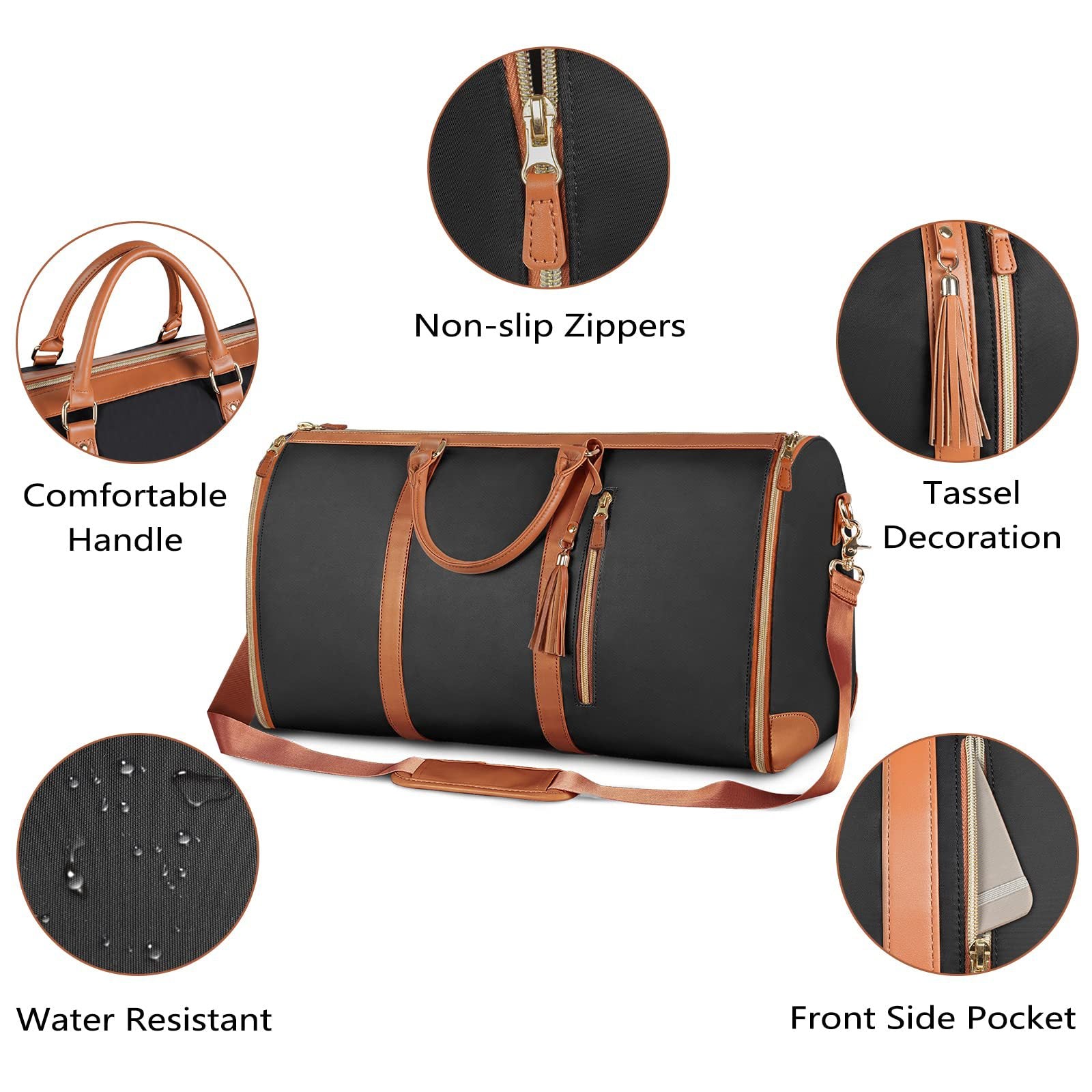 black pu leather large garment bag,custom,detail 02