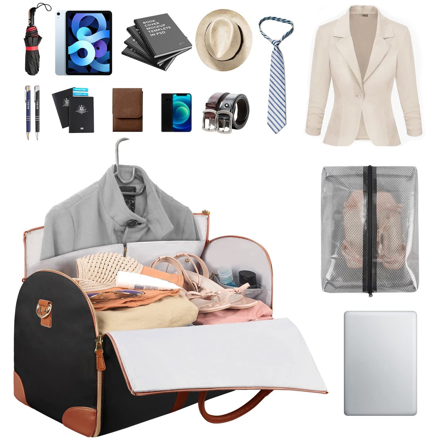 black pu leather large garment bag,custom,detail