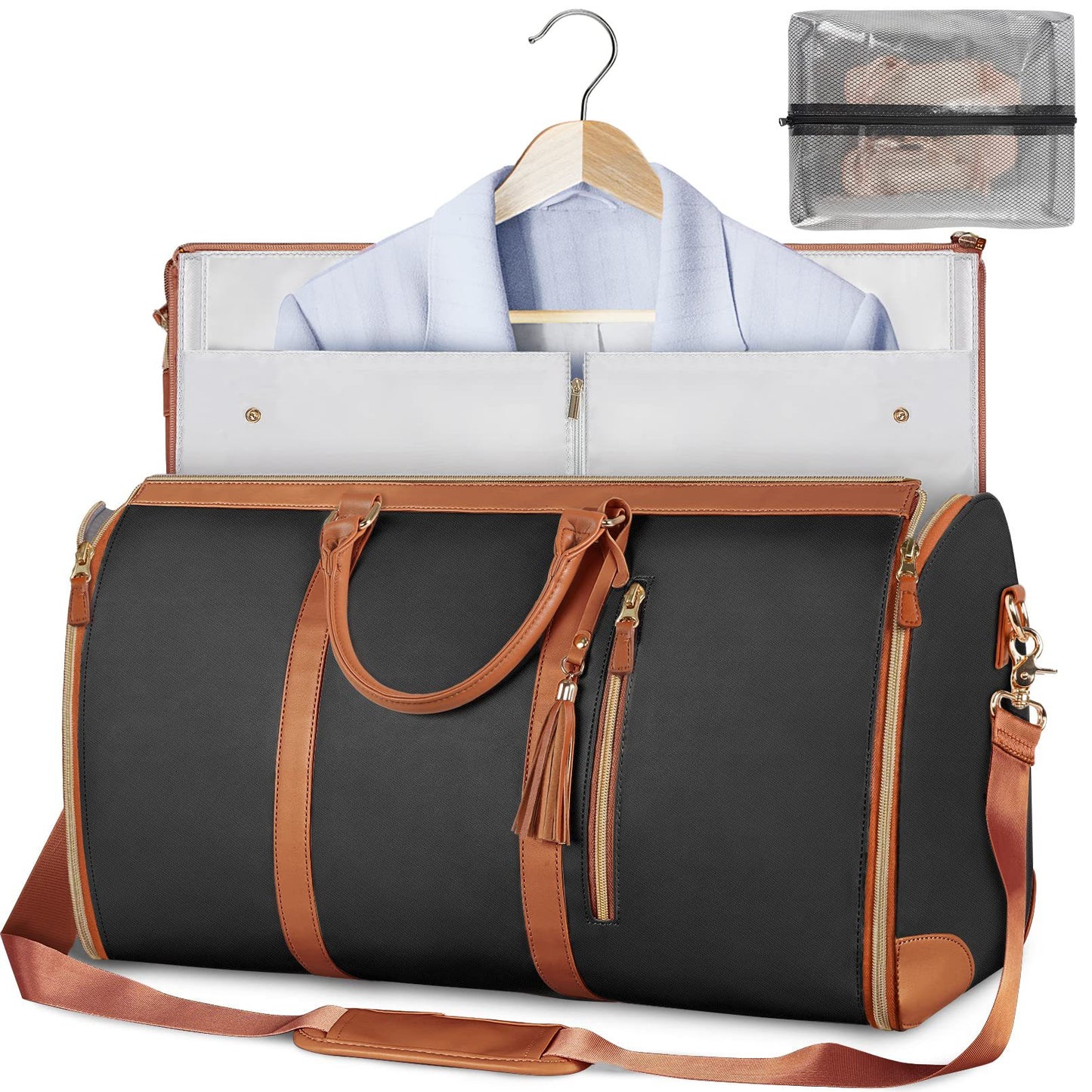 black pu leather large garment bag,custom,front