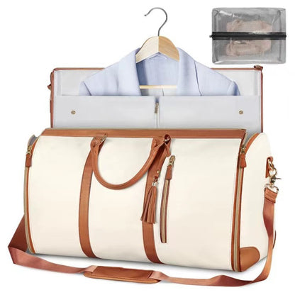 creamy white pu leather large garment bag,custom,front