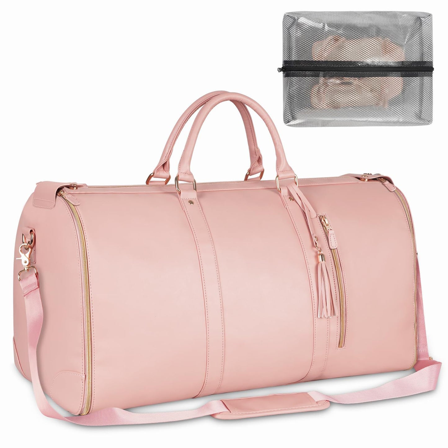 pink pu leather large garment bag,custom,front