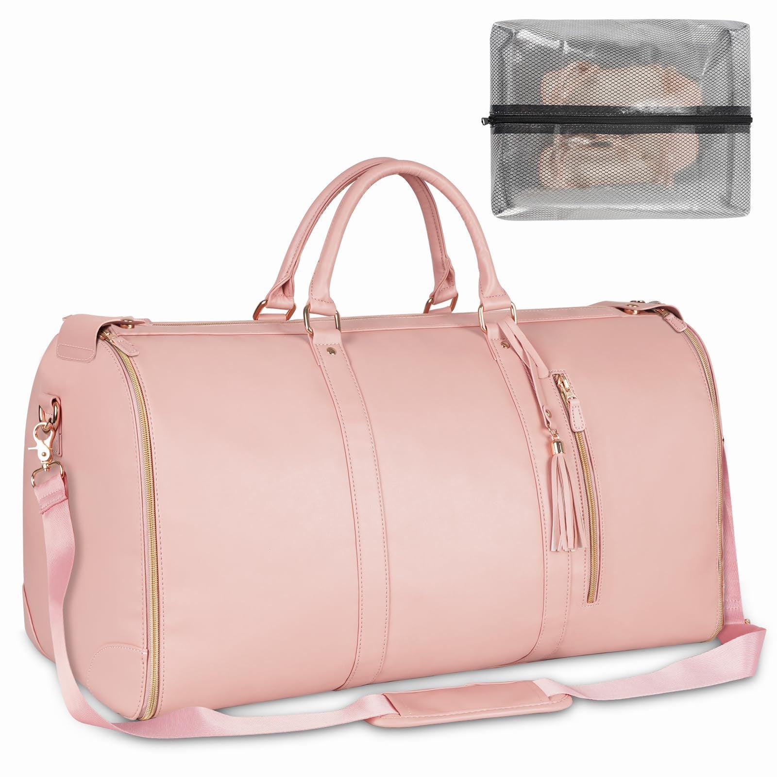 pink pu leather large garment bag,custom,front