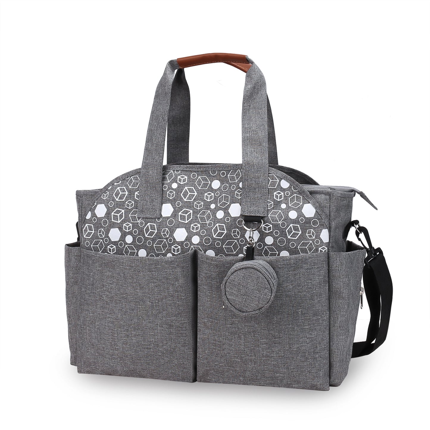 gray #2 geometric diaper bag tote for moms and baby travel