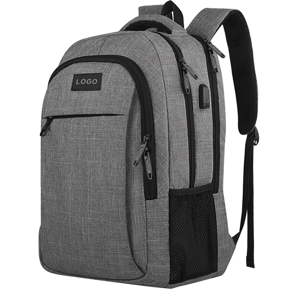 gray business laptop backpack for corporate and travel use
