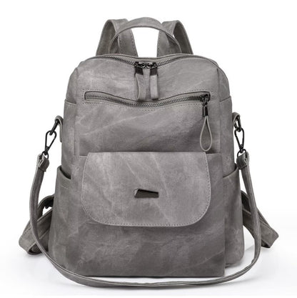 gray pu leather womens backpack for modern casual style
