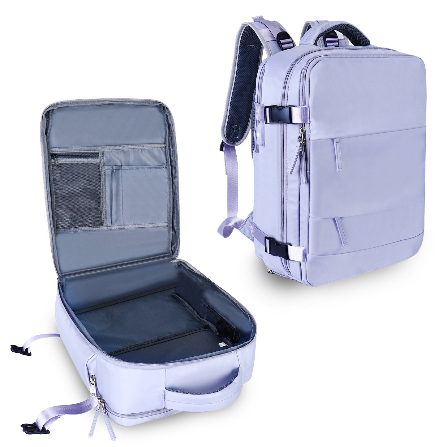 gray purple custom backpack for laptop travel use