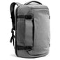 gray travel backpack with multi compartment storage system