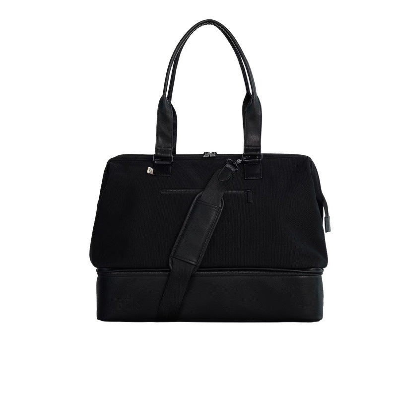 black nylon dry wet separation women gym bag,custom,front